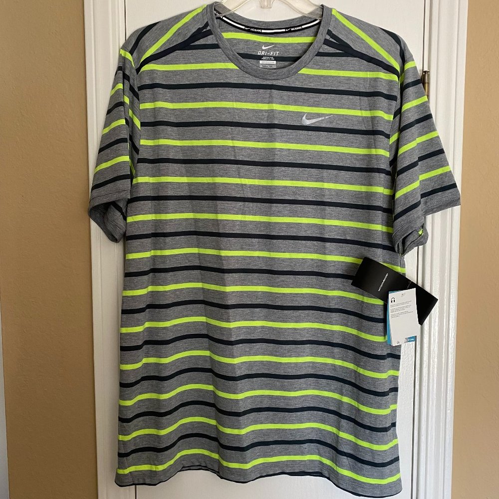 NEW nike dry-fit running striped short sleeve tee